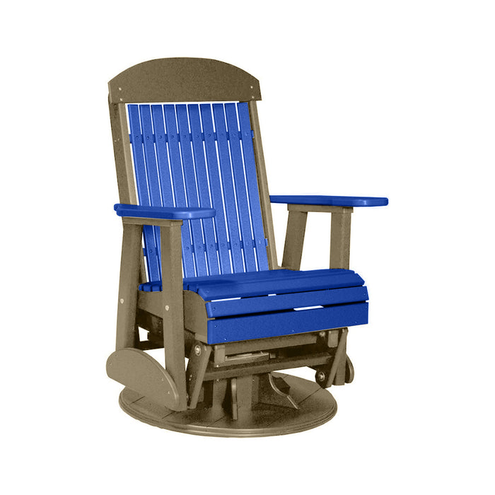 LuxCraft Blue 2 foot Classic Highback Recycled Plastic Swivel Glider Chair