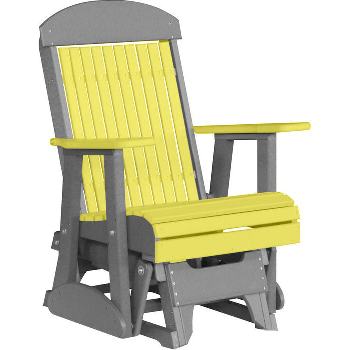 LuxCraft Yellow 2 foot Classic Highback Recycled Plastic Glider Chair With Cup Holder