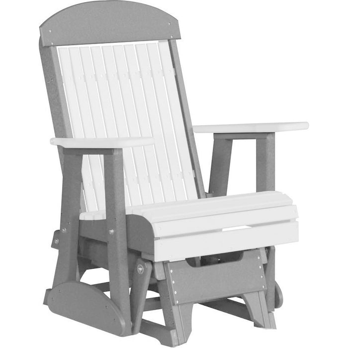 LuxCraft White 2 foot Classic Highback Recycled Plastic Glider Chair