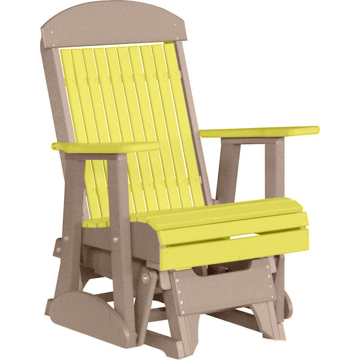 LuxCraft Yellow 2 foot Classic Highback Recycled Plastic Glider Chair With Cup Holder