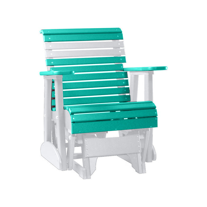 LuxCraft Aruba Blue 2 foot Rollback Recycled Plastic Glider Chair