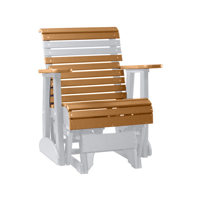 LuxCraft Cedar 2 foot Rollback Recycled Plastic Glider Chair With Cup Holder
