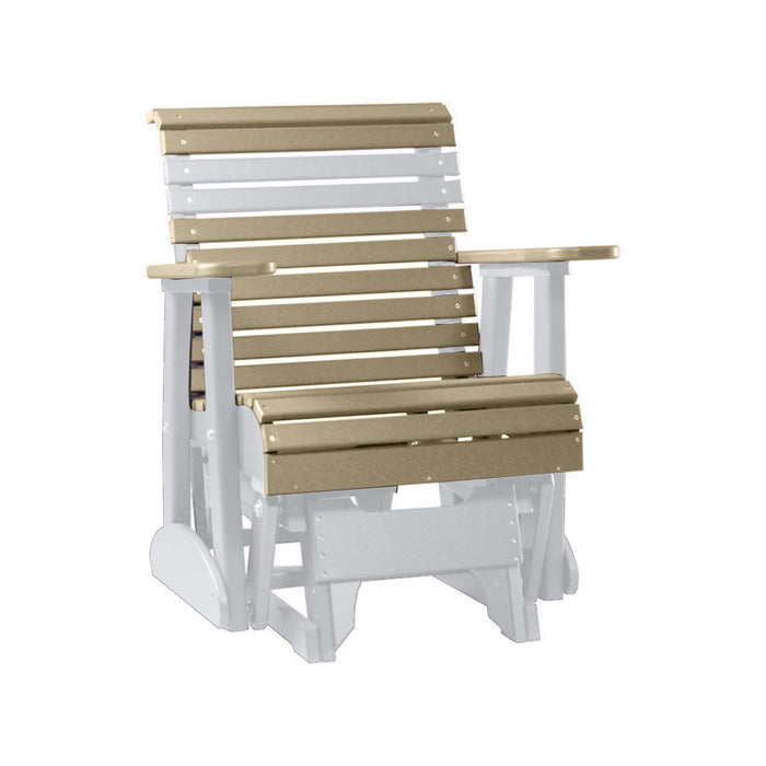 LuxCraft Weatherwood 2 foot Rollback Recycled Plastic Glider Chair With Cup Holder