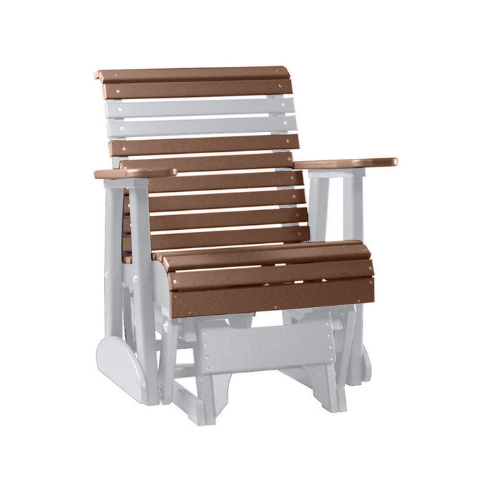 LuxCraft Antique Mahogany 2 foot Rollback Recycled Plastic Glider Chair With Cup Holder