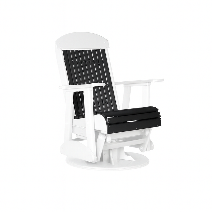 LuxCraft Black 2 foot Classic Highback Recycled Plastic Swivel Glider Chair With Cup Holder