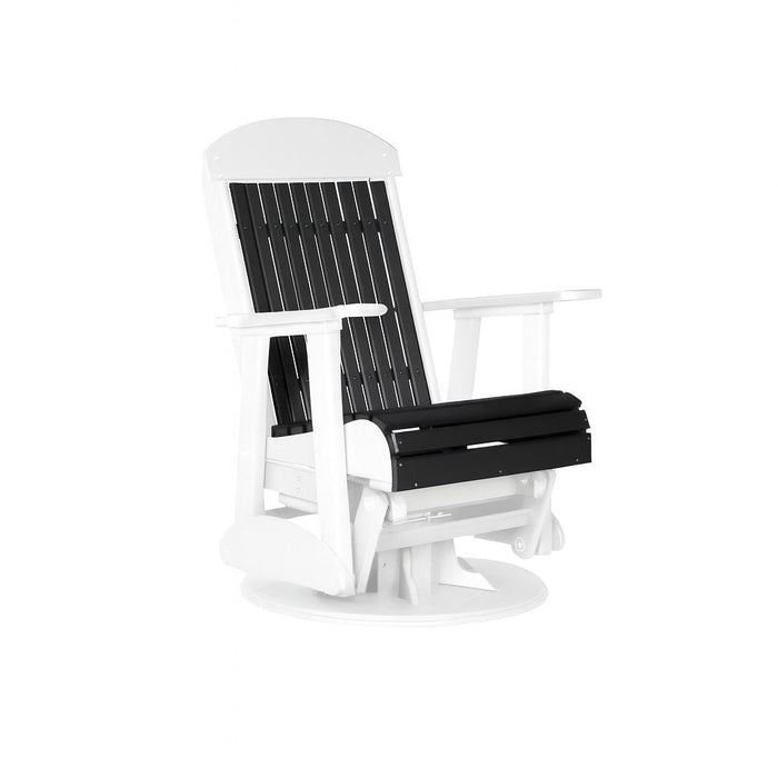 LuxCraft Black 2 foot Classic Highback Recycled Plastic Swivel Glider Chair With Cup Holder