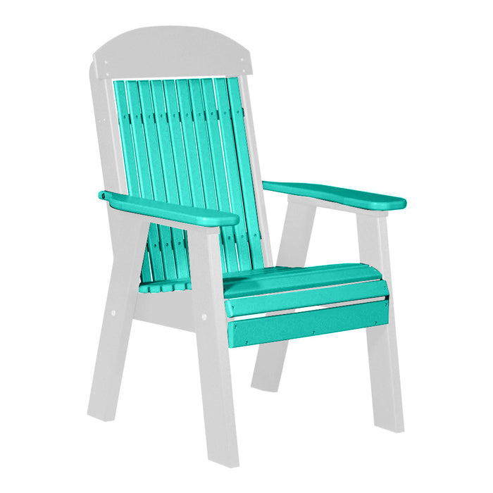 LuxCraft Aruba Blue 2' Classic Highback Recycled Plastic Chair With Cup Holder