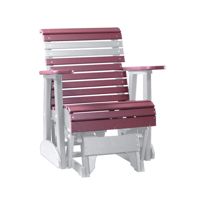 LuxCraft Cherry wood 2 foot Rollback Recycled Plastic Glider Chair With Cup Holder