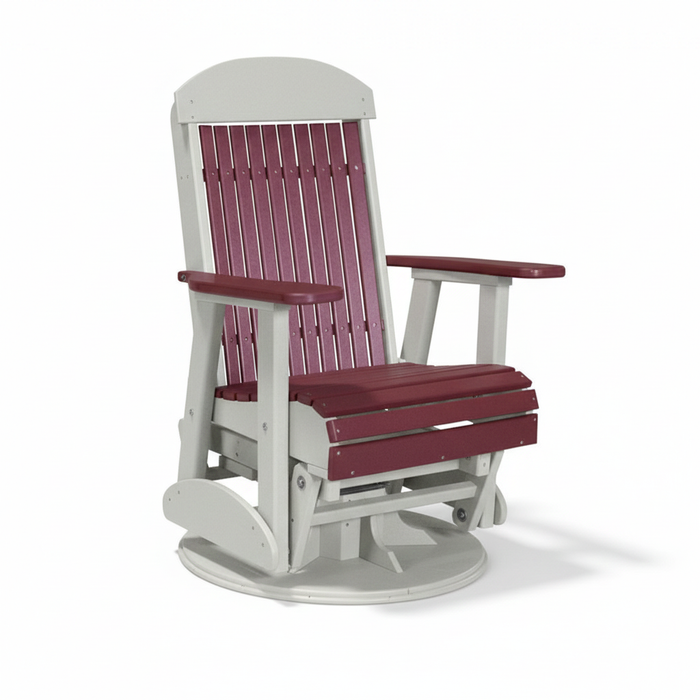 LuxCraft Cherry wood 2 foot Classic Highback Recycled Plastic Swivel Glider Chair With Cup Holder