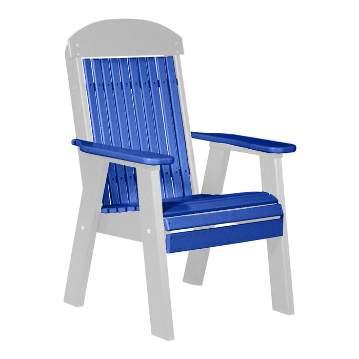 LuxCraft Blue 2' Classic Highback Recycled Plastic Chair With Cup Holder