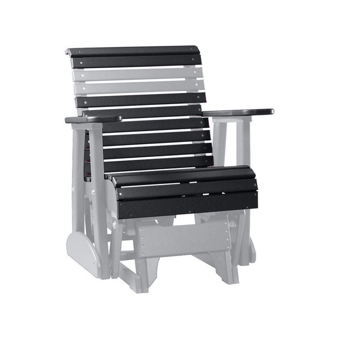 LuxCraft Black 2 foot Rollback Recycled Plastic Glider Chair With Cup Holder