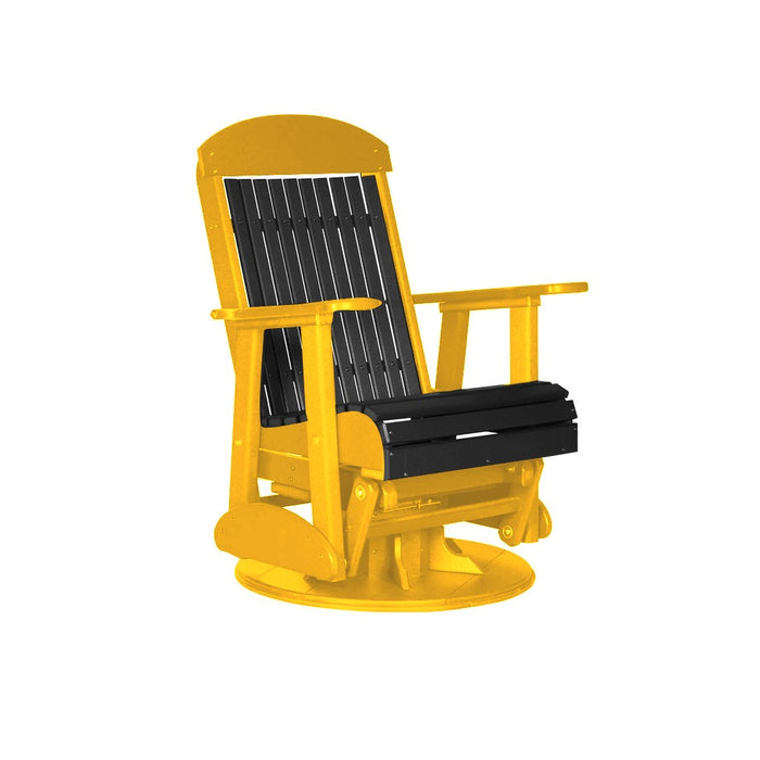 LuxCraft Black 2 foot Classic Highback Recycled Plastic Swivel Glider Chair With Cup Holder