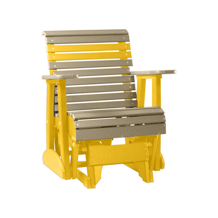 LuxCraft Weatherwood 2 foot Rollback Recycled Plastic Glider Chair With Cup Holder