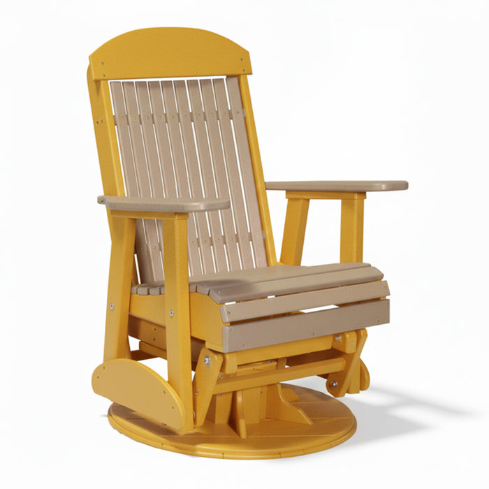 LuxCraft Weatherwood 2 foot Classic Highback Recycled Plastic Swivel Glider Chair