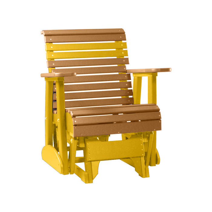 LuxCraft Cedar 2 foot Rollback Recycled Plastic Glider Chair With Cup Holder