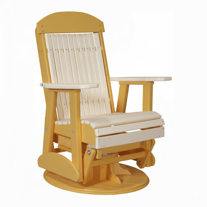 LuxCraft Dove Gray 2 foot Classic Highback Recycled Plastic Swivel Glider Chair With Cup Holder