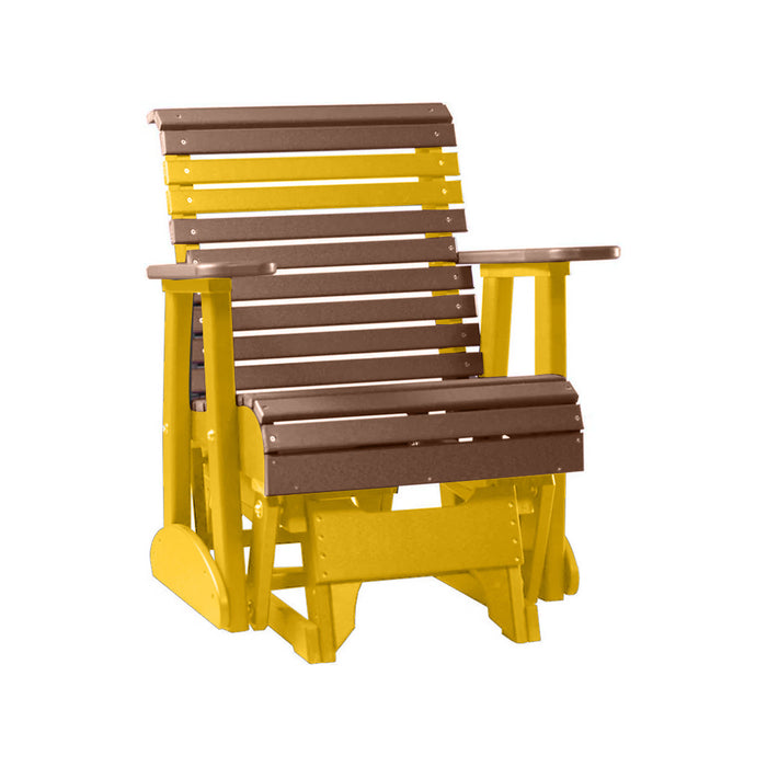 LuxCraft Antique Mahogany 2 foot Rollback Recycled Plastic Glider Chair With Cup Holder