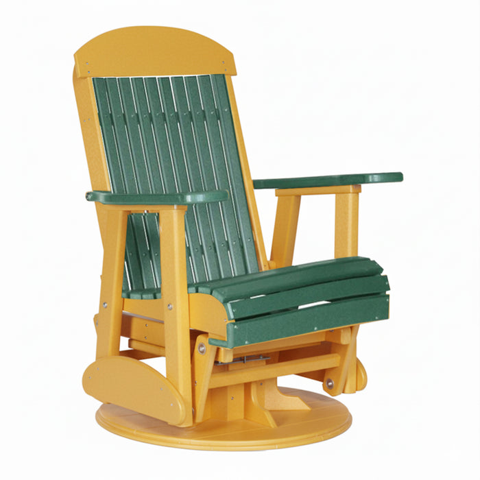 LuxCraft Green 2 foot Classic Highback Recycled Plastic Swivel Glider Chair With Cup Holder