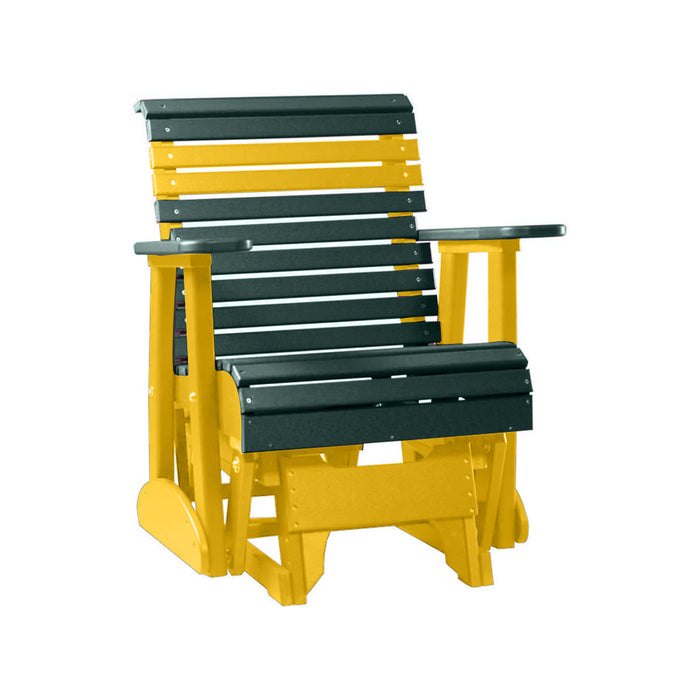 LuxCraft Green 2 foot Rollback Recycled Plastic Glider Chair With Cup Holder