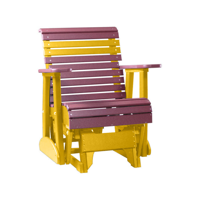 LuxCraft Cherry wood 2 foot Rollback Recycled Plastic Glider Chair With Cup Holder