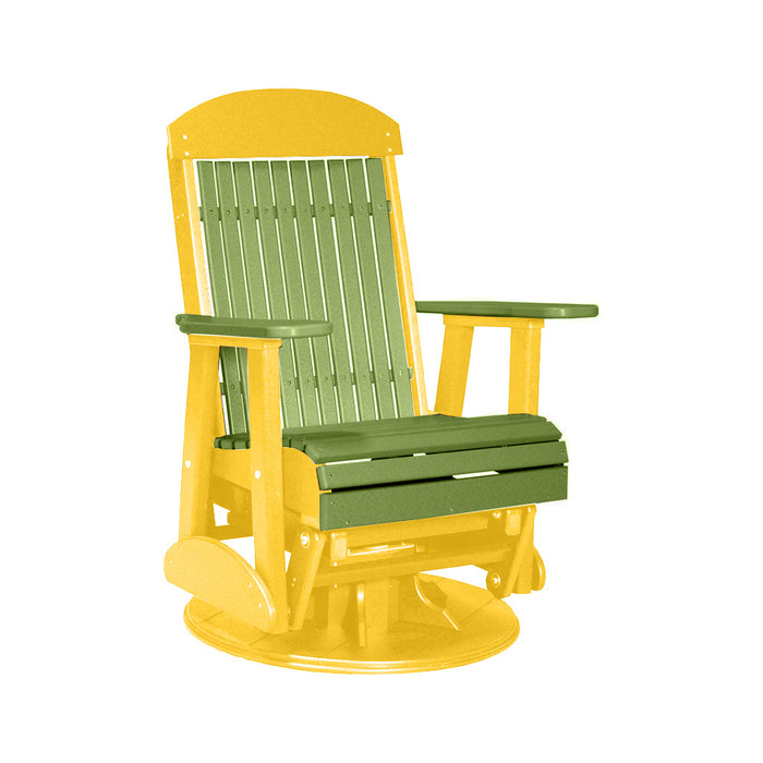 LuxCraft Lime Green 2 foot Classic Highback Recycled Plastic Swivel Glider Chair With Cup Holder