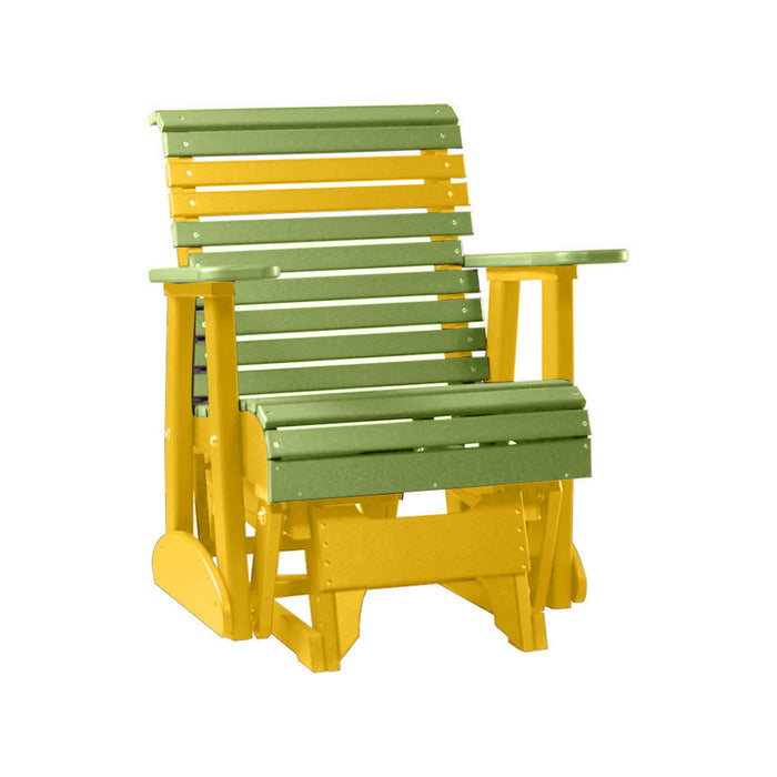 LuxCraft Lime Green 2 foot Rollback Recycled Plastic Glider Chair With Cup Holder
