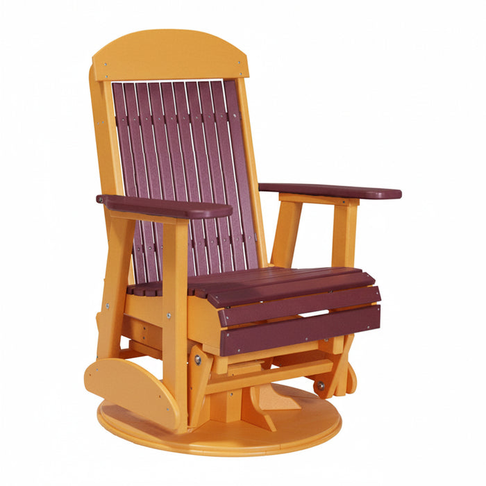 LuxCraft Cherrywood 2 foot Classic Highback Recycled Plastic Swivel Glider Chair With Cup Holder