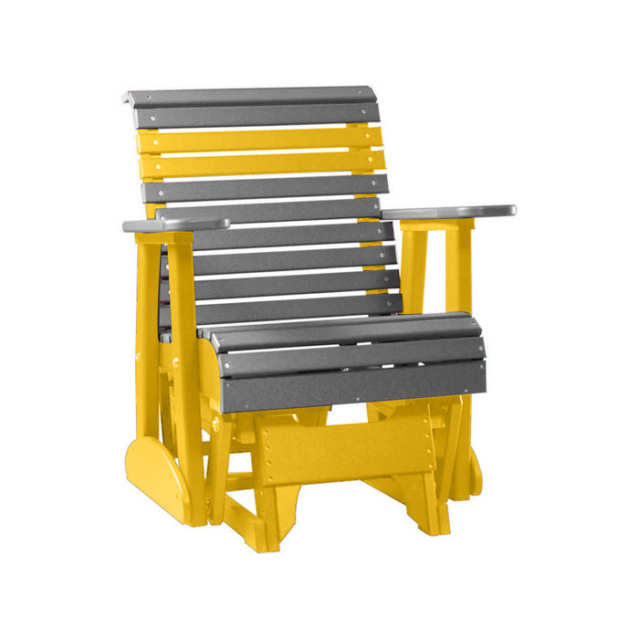 LuxCraft Slate 2 foot Rollback Recycled Plastic Glider Chair With Cup Holder