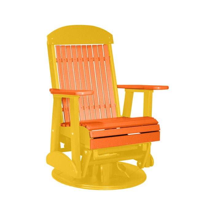 LuxCraft Tangerine 2 foot Classic Highback Recycled Plastic Swivel Glider Chair