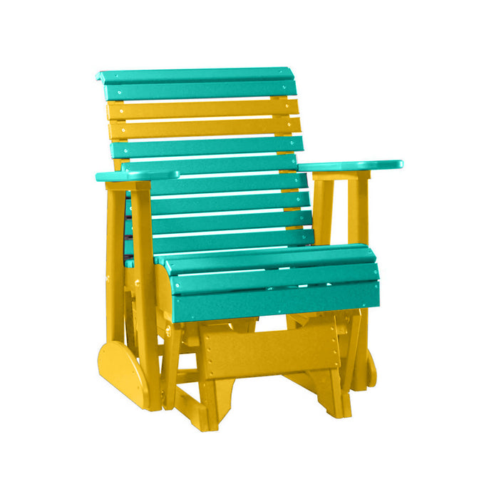 LuxCraft Aruba Blue 2 foot Rollback Recycled Plastic Glider Chair