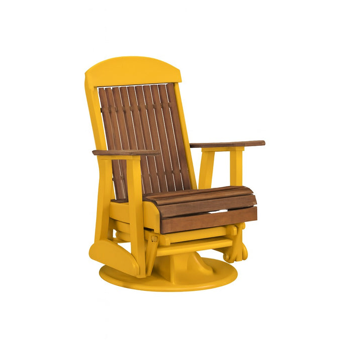 LuxCraft Antique Mahogany 2 foot Classic Highback Recycled Plastic Swivel Glider Chair With Cup Holder