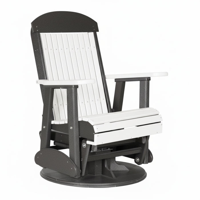LuxCraft White 2 foot Classic Highback Recycled Plastic Swivel Glider Chair