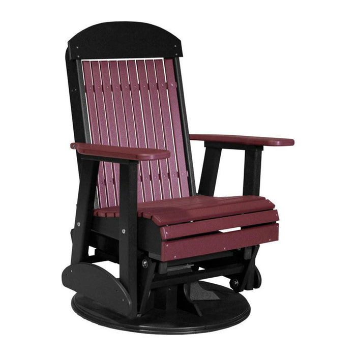 LuxCraft Cherrywood 2 foot Classic Highback Recycled Plastic Swivel Glider Chair With Cup Holder