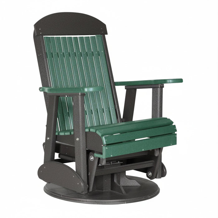 LuxCraft Green 2 foot Classic Highback Recycled Plastic Swivel Glider Chair With Cup Holder