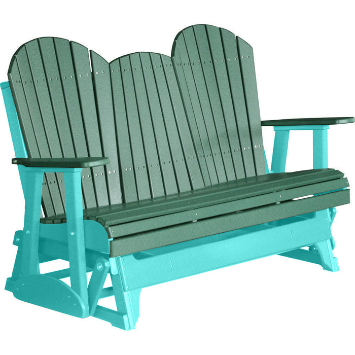 LuxCraft Copy of LuxCraft Green 5 ft. Recycled Plastic Adirondack Outdoor Glider With Cup Holder Green on Aruba Blue Adirondack Glider 5APGGAB-CH