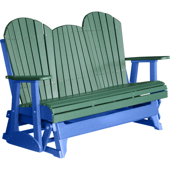 LuxCraft Copy of LuxCraft Green 5 ft. Recycled Plastic Adirondack Outdoor Glider With Cup Holder Green on Blue Adirondack Glider 5APGGBL-CH