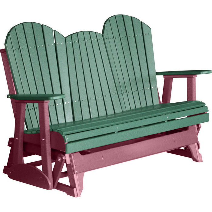 LuxCraft Copy of LuxCraft Green 5 ft. Recycled Plastic Adirondack Outdoor Glider With Cup Holder Green on Cherrywood Adirondack Glider 5APGGCW-CH