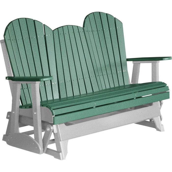 LuxCraft Copy of LuxCraft Green 5 ft. Recycled Plastic Adirondack Outdoor Glider With Cup Holder Green on Dove Gray Adirondack Glider 5APGGDG-CH