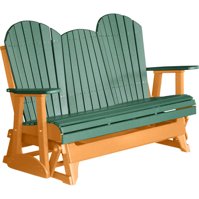 LuxCraft Copy of LuxCraft Green 5 ft. Recycled Plastic Adirondack Outdoor Glider With Cup Holder Green on Tangerine Adirondack Glider 5APGGT-CH