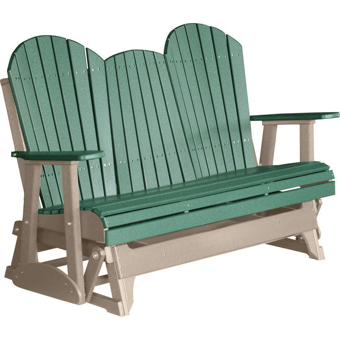 LuxCraft Copy of LuxCraft Green 5 ft. Recycled Plastic Adirondack Outdoor Glider With Cup Holder Green on Weatherwood Adirondack Glider 5APGGWW-CH