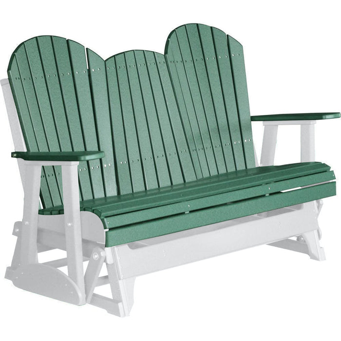 LuxCraft Copy of LuxCraft Green 5 ft. Recycled Plastic Adirondack Outdoor Glider With Cup Holder Green on White Adirondack Glider 5APGGWH-CH