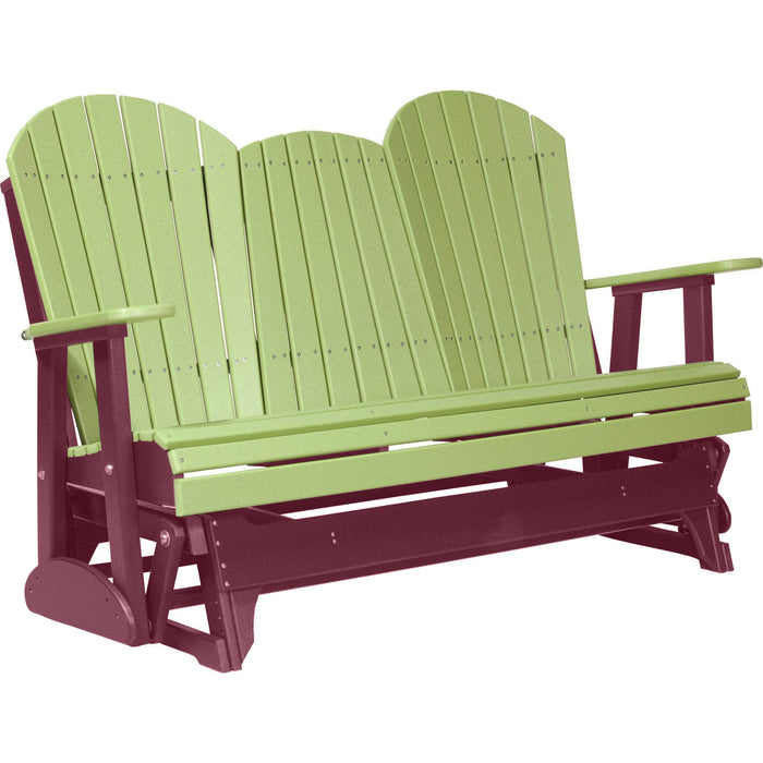 LuxCraft Copy of LuxCraft Lime Green 5 ft. Recycled Plastic Adirondack Outdoor Glider With Cup Holder Lime Green on Cherrywood Adirondack Glider 5APGLGCW-CH