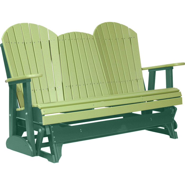 LuxCraft Copy of LuxCraft Lime Green 5 ft. Recycled Plastic Adirondack Outdoor Glider With Cup Holder Lime Green on Green Adirondack Glider 5APGLGG-CH