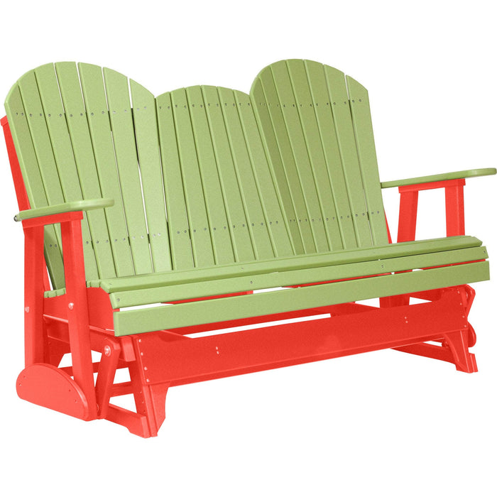 LuxCraft Copy of LuxCraft Lime Green 5 ft. Recycled Plastic Adirondack Outdoor Glider With Cup Holder Lime Green on Red Adirondack Glider 5APGLGR-CH