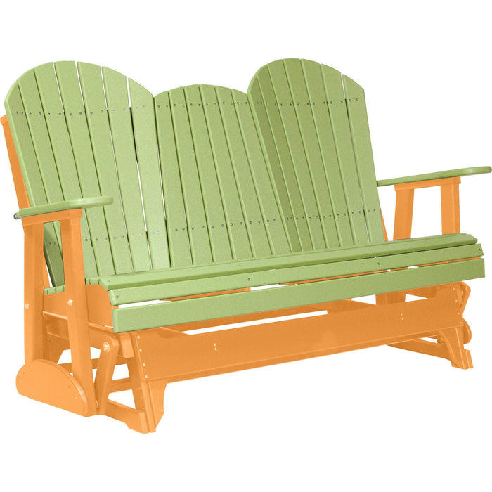 LuxCraft Copy of LuxCraft Lime Green 5 ft. Recycled Plastic Adirondack Outdoor Glider With Cup Holder Lime Green on Tangerine Adirondack Glider 5APGLGT-CH