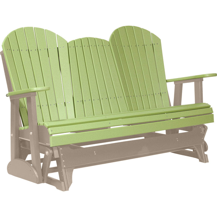 LuxCraft Copy of LuxCraft Lime Green 5 ft. Recycled Plastic Adirondack Outdoor Glider With Cup Holder Lime Green on Weatherwood Adirondack Glider 5APGLGWW-CH