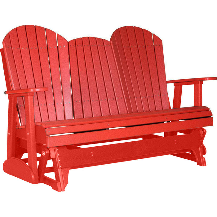 LuxCraft Copy of LuxCraft Red 5 ft. Recycled Plastic Adirondack Outdoor Glider With Cup Holder Red Adirondack Glider 5APGR-CH