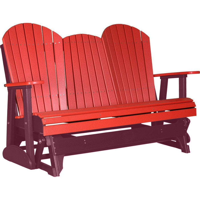 LuxCraft Copy of LuxCraft Red 5 ft. Recycled Plastic Adirondack Outdoor Glider With Cup Holder Red on Cherrywood Adirondack Glider 5APGRCW-CH