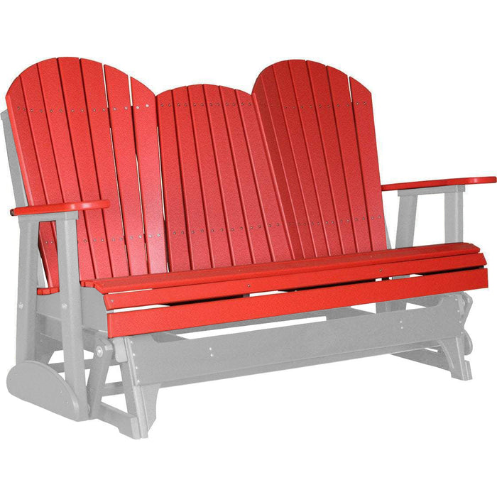 LuxCraft Copy of LuxCraft Red 5 ft. Recycled Plastic Adirondack Outdoor Glider With Cup Holder Red on Dove Gray Adirondack Glider 5APGRDG-CH