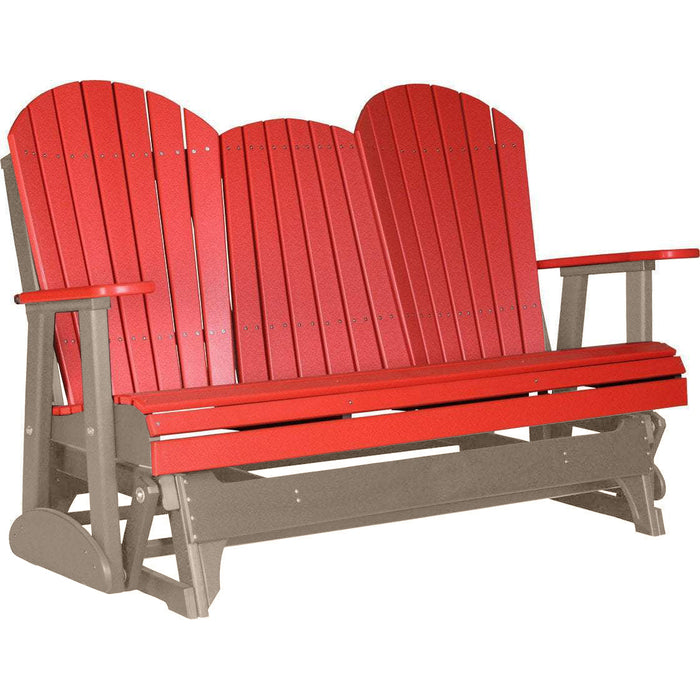 LuxCraft Copy of LuxCraft Red 5 ft. Recycled Plastic Adirondack Outdoor Glider With Cup Holder Red on Weatherwood Adirondack Glider 5APGRWW-CH